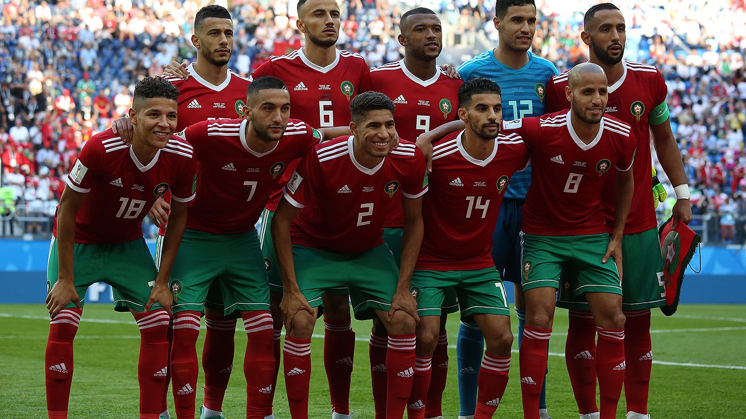 Morocco national football team lineup before their 2018 World Cup match against Iran