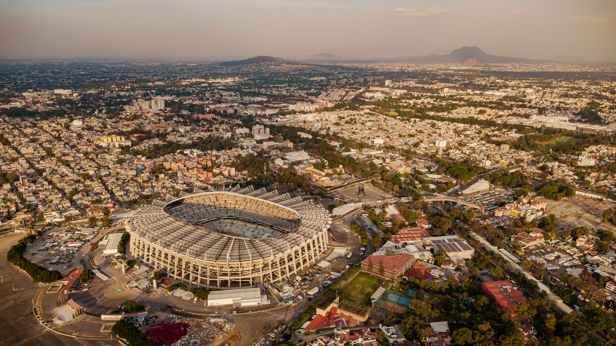 Aerial view of Estadio Azteca in Mexico City, venue for the 2026 World Cup opening match